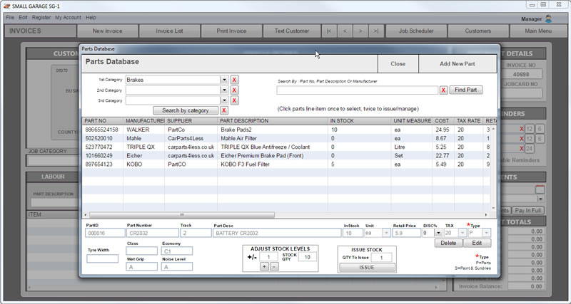 Parts Database or free type parts.